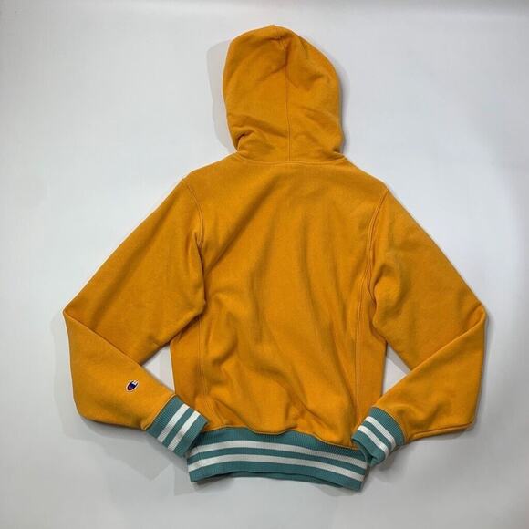 Champion Sweatshirt Mens XS Extra Small Duckling Yellow Reverse Weave Hoodie - Picture 7 of 10